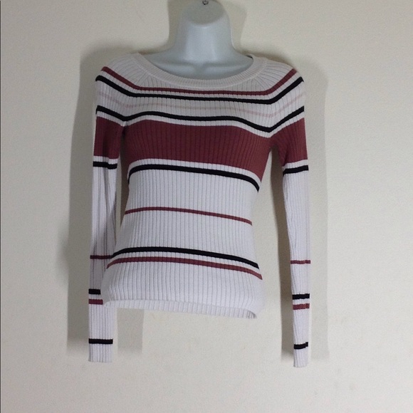 Express Color Block Stripe Brown/Cream/Black Sweat - Picture 1 of 13